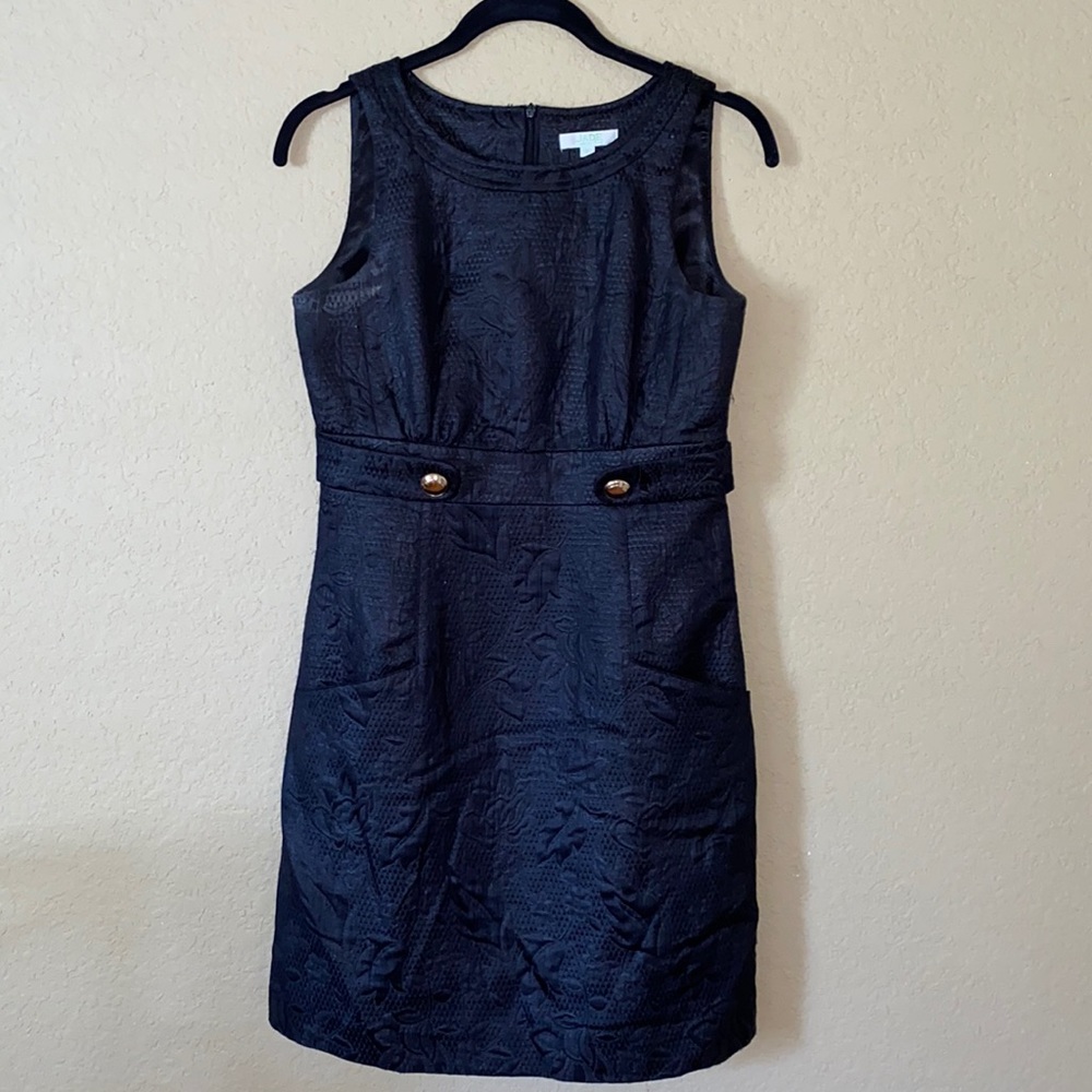 Sleeveless Black Dress w/ Gold Button Accents